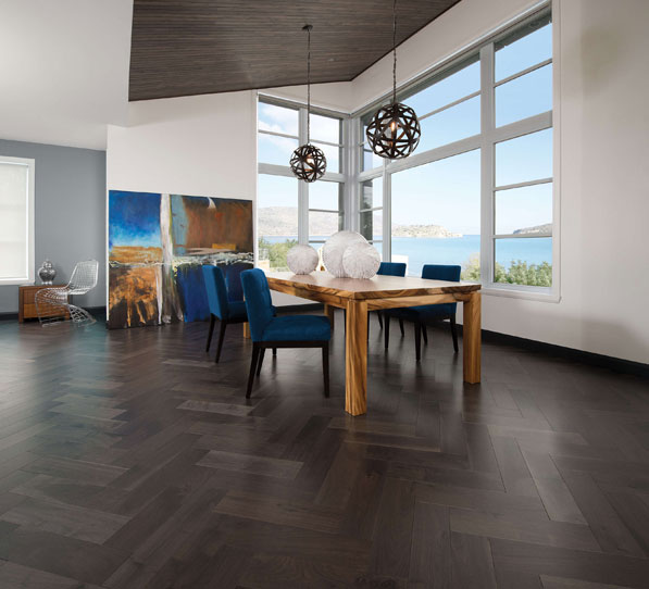 Herringbone Collection – Knotty Walnut Charcoal Herringbone by Mirage Floors