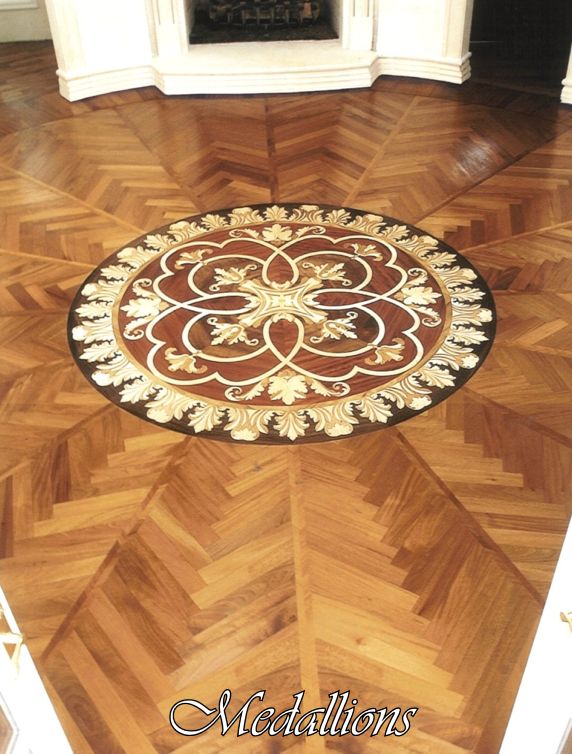 Custom Medallion Inlay Design hardwood inlay