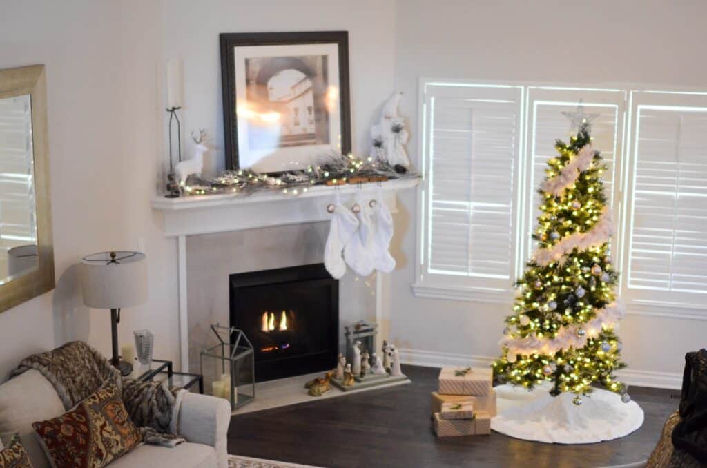 Christmas Tree in Home with Hardwood Flooring
