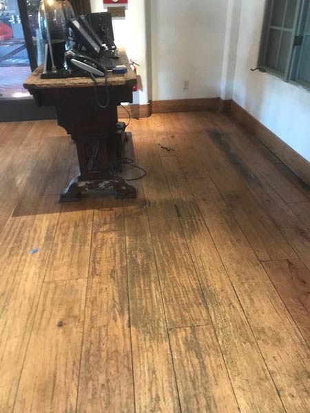 BEFORE - Old worn-down hardwood floors