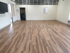 Gemcore luxury vinyl flooring installed in a church classroom.