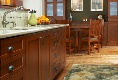 Hardwood floors installed in kitchen dining room.