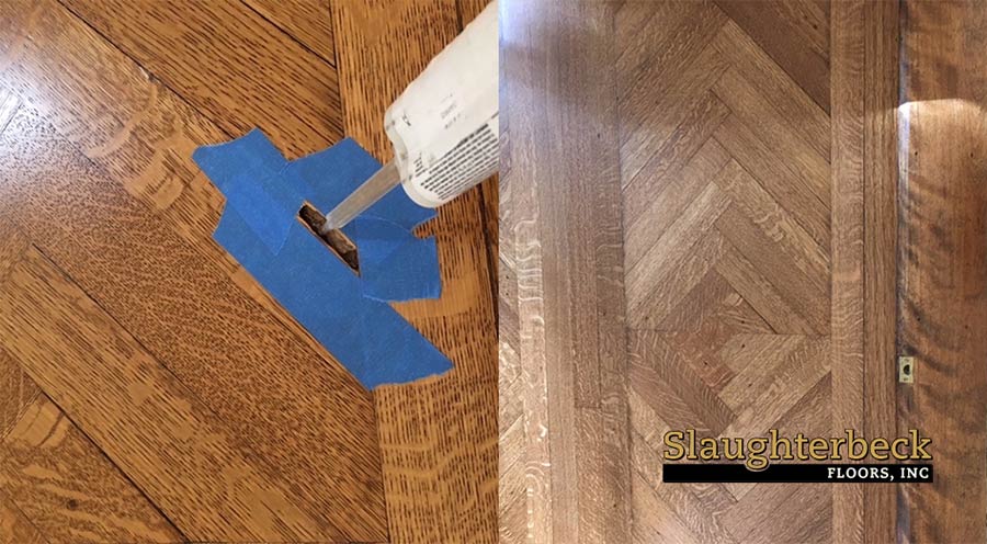 Repair damage in hardwood floor
