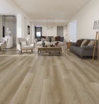 Laminate flooring in living room.