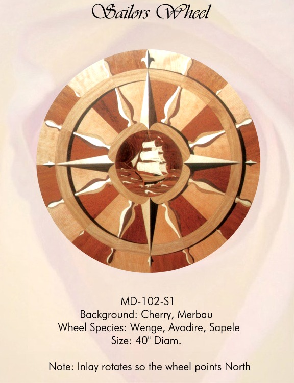 Sailors Wheel Medallion Hardwood Inlay