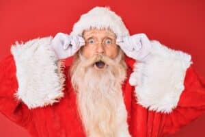 Santa Clause worried Christmas Trees damaging hardwood flooring.