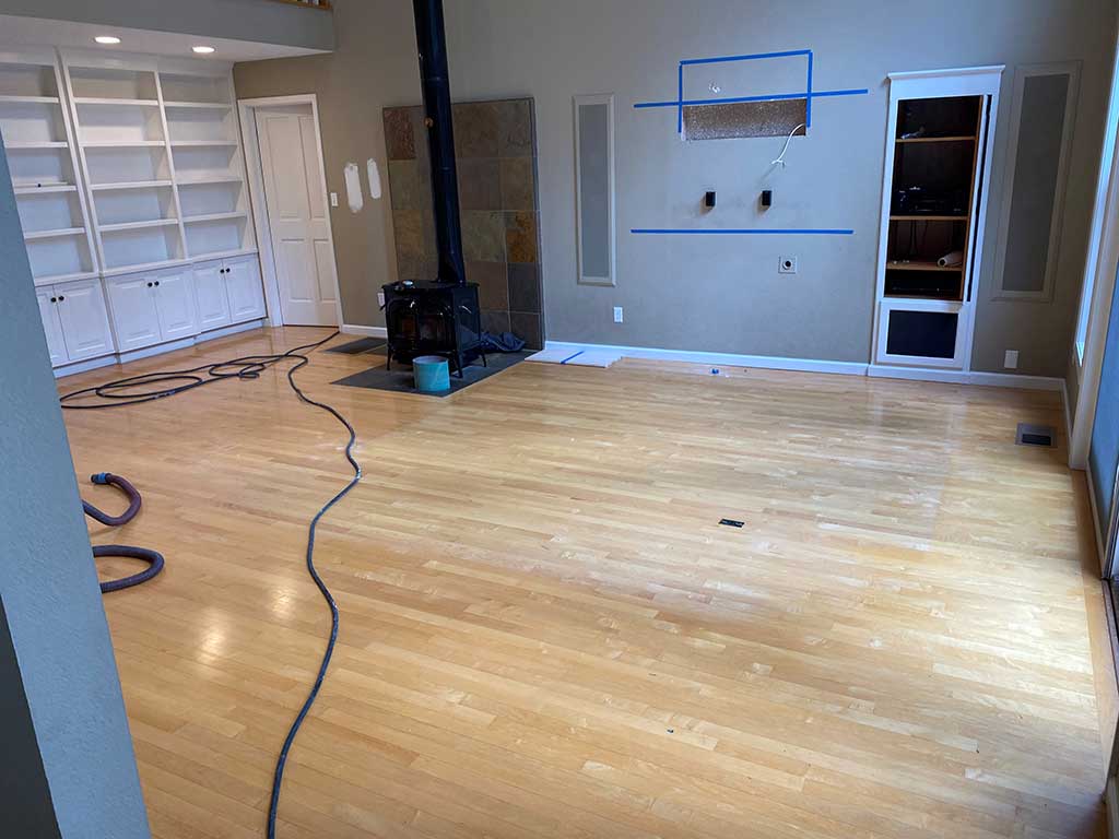 Study in Santa Cruz Home Before Hardwood Floor Restoration